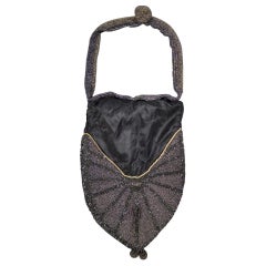 Art Deco Reticule Handbag  in taffeta and beads- France Circa 1925