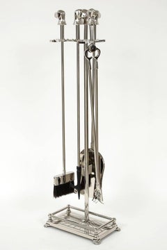 Art Deco Retriever Head Fireplace Tool Set