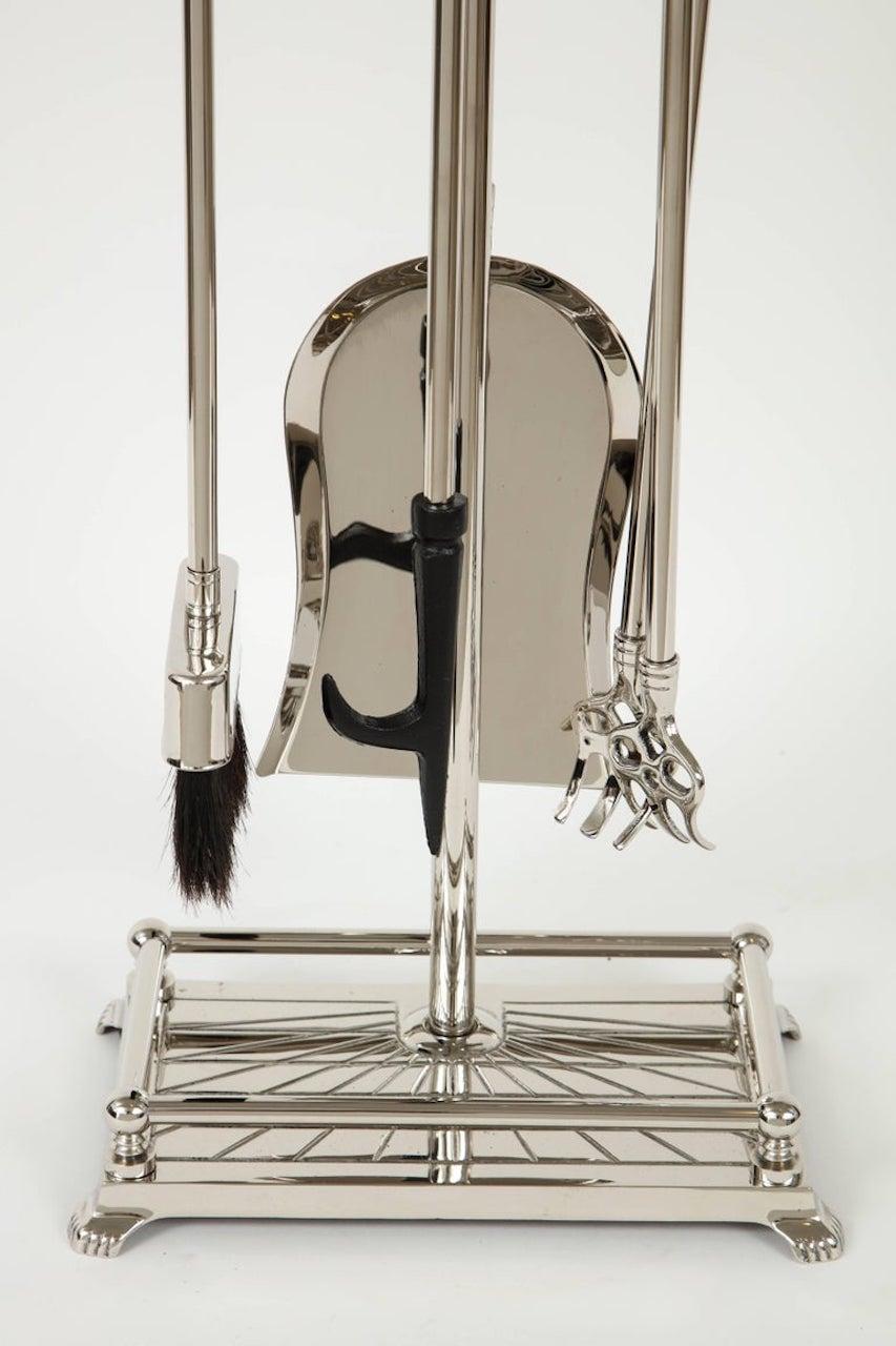 20th Century Art Deco Retriever Head Fireplace Tool Set For Sale