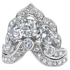 Art Deco/Retro Platin-Diamantring, Stein gemeißelte Diamanten 2,50ct Tw.