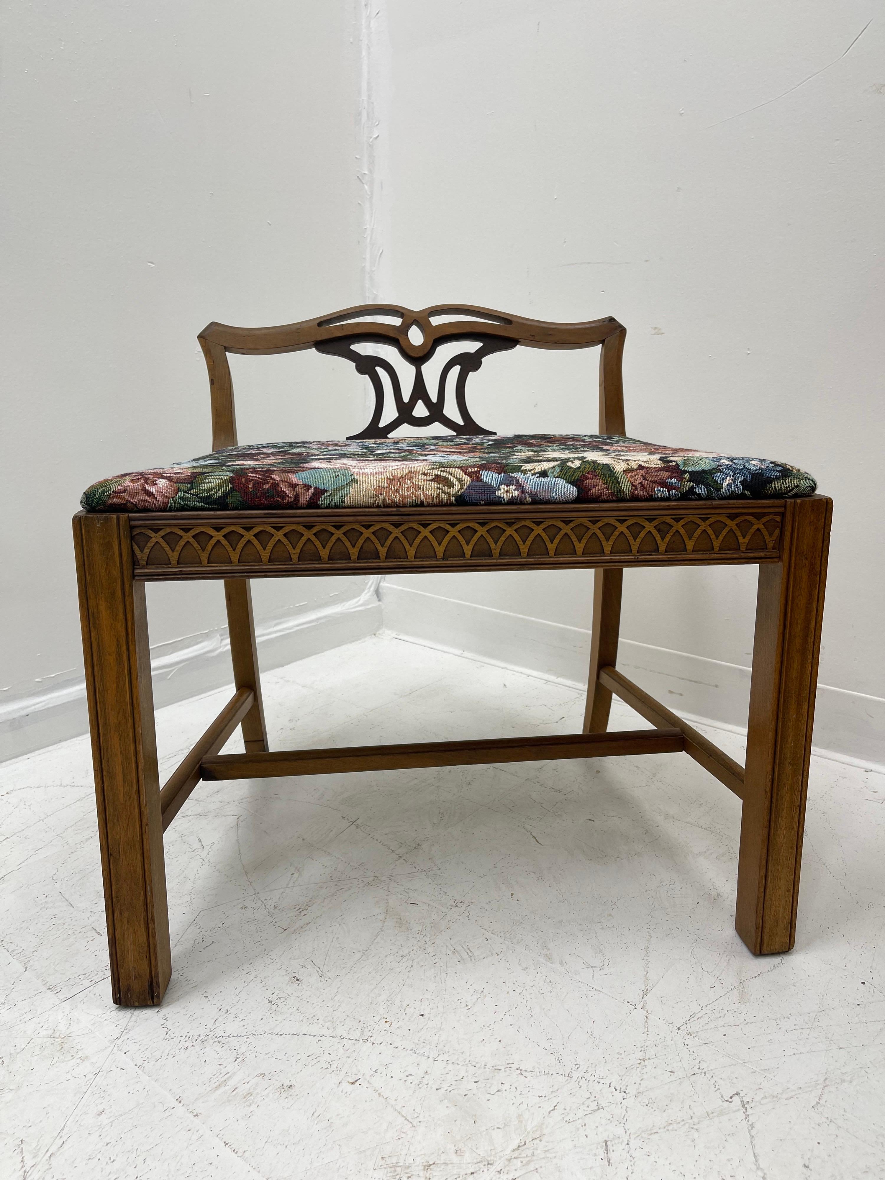 Mid-20th Century Art Deco Retro Style Accent Chair Floral Prints and Victorian Accents For Sale