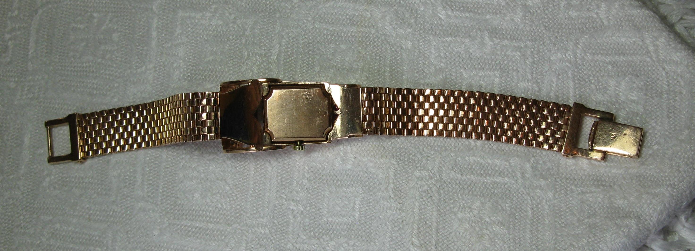 Art Deco Retro Top Hat Diamond Ruby Wittnauer Wristwatch Bracelet 14 Karat Gold 5