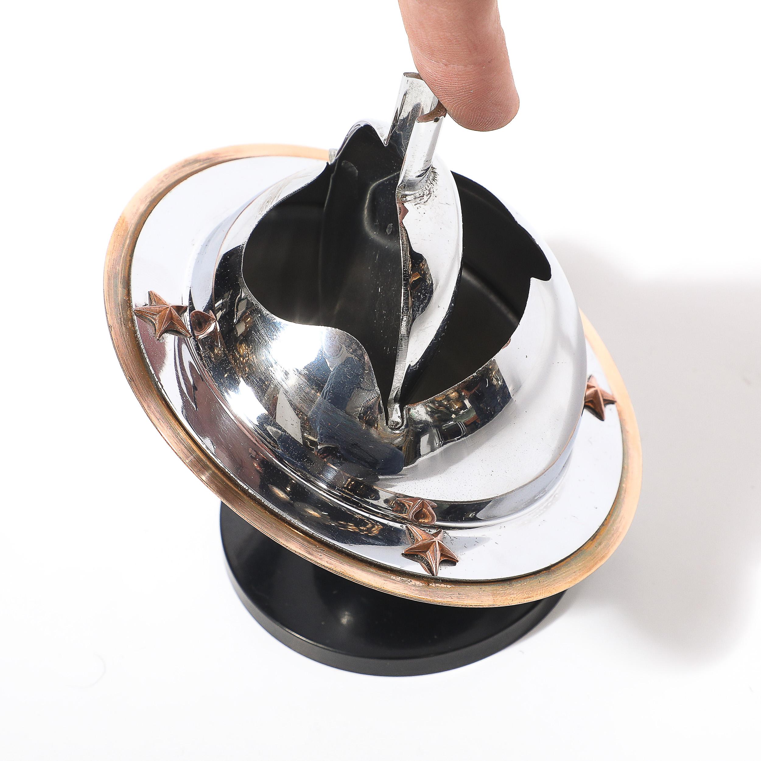 Cendrier Art Déco Revere Saturn en chrome, laiton et bakélite en vente 4