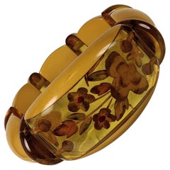 Art Deco Reverse Carved Bakelite Stretch Bracelet