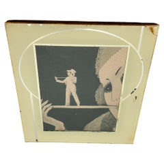 Art Deco Reverse Yellow & Silver Painted Glass Picture Frame 4.5x6 Picture Frame