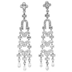 10.50 Carat Diamond Platinum Chandelier Earrings