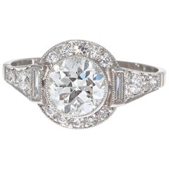 Art Deco Style 1.41 Carat Diamond Platinum Ring