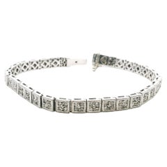 Art Deco Revival 14K Weißgold Diamant-Filigran-Armband, 3,00 Karat Diamanten, 7"
