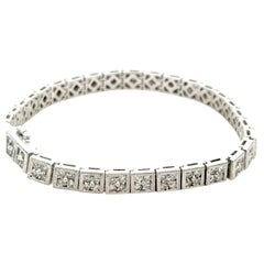 Bracelet Art Déco Revival en or blanc 14K avec filigrane de diamants, 3.00 ct de diamants, 7".