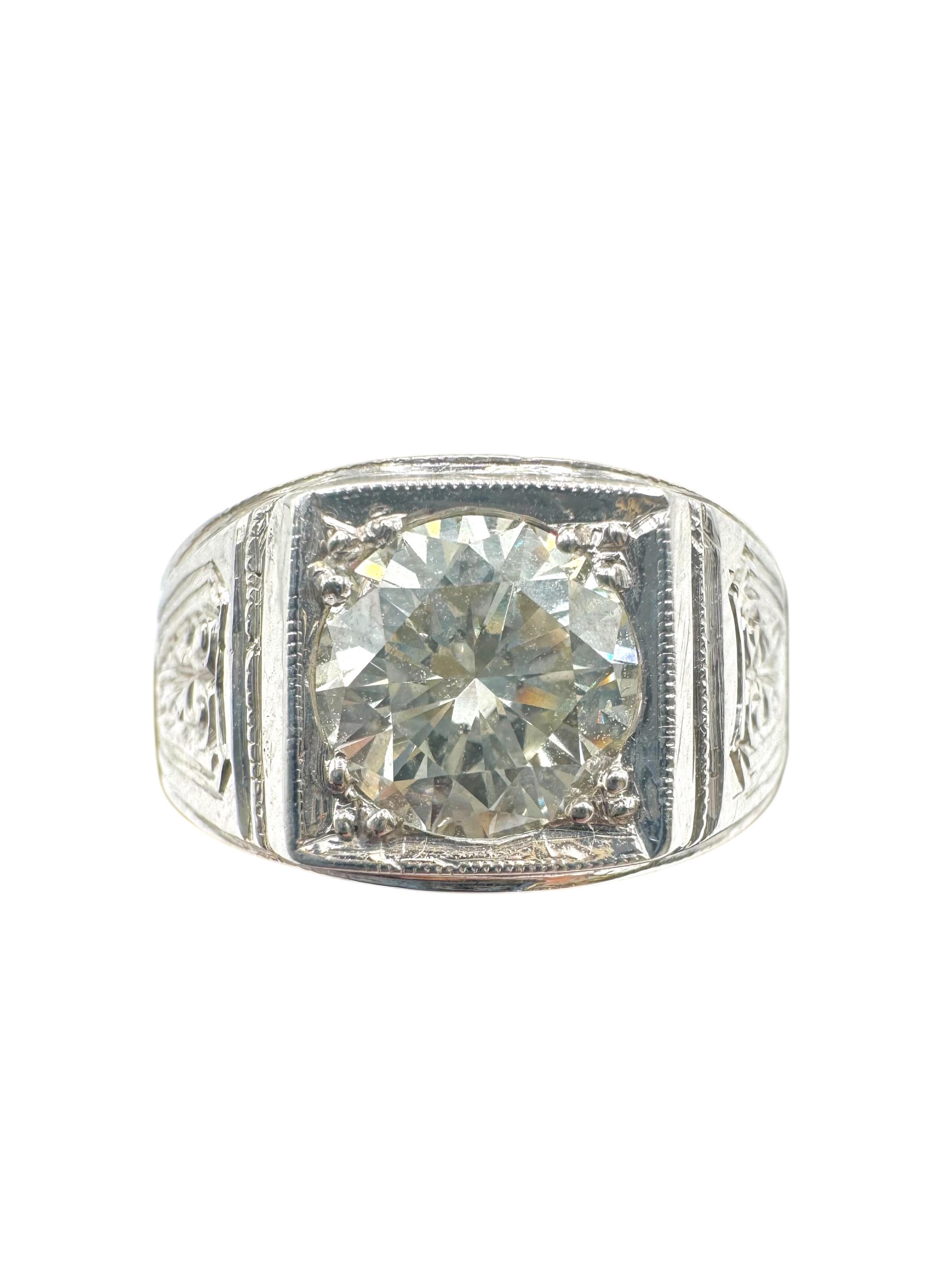 Anillo de diamantes de oro blanco de 18 quilates Art Decó Revival en venta 1