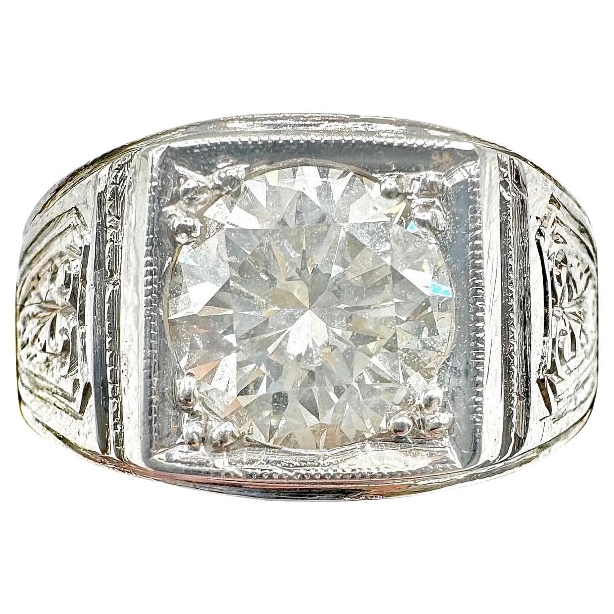 Art Deco Revival 18K White Gold Diamond Ring
