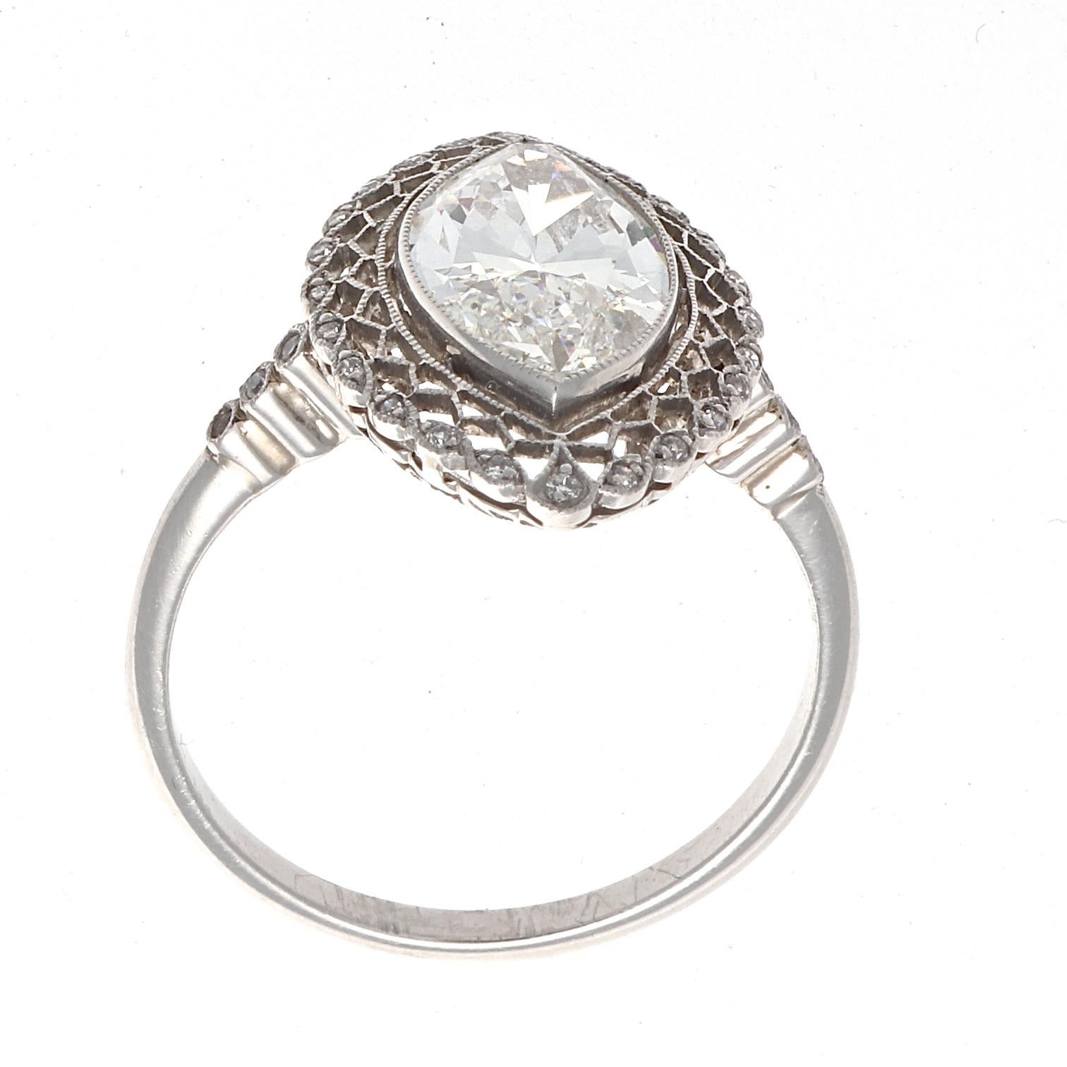 Women's Art Deco Revival 2.39 Carat GIA Marquise Diamond Platinum Engagement Ring