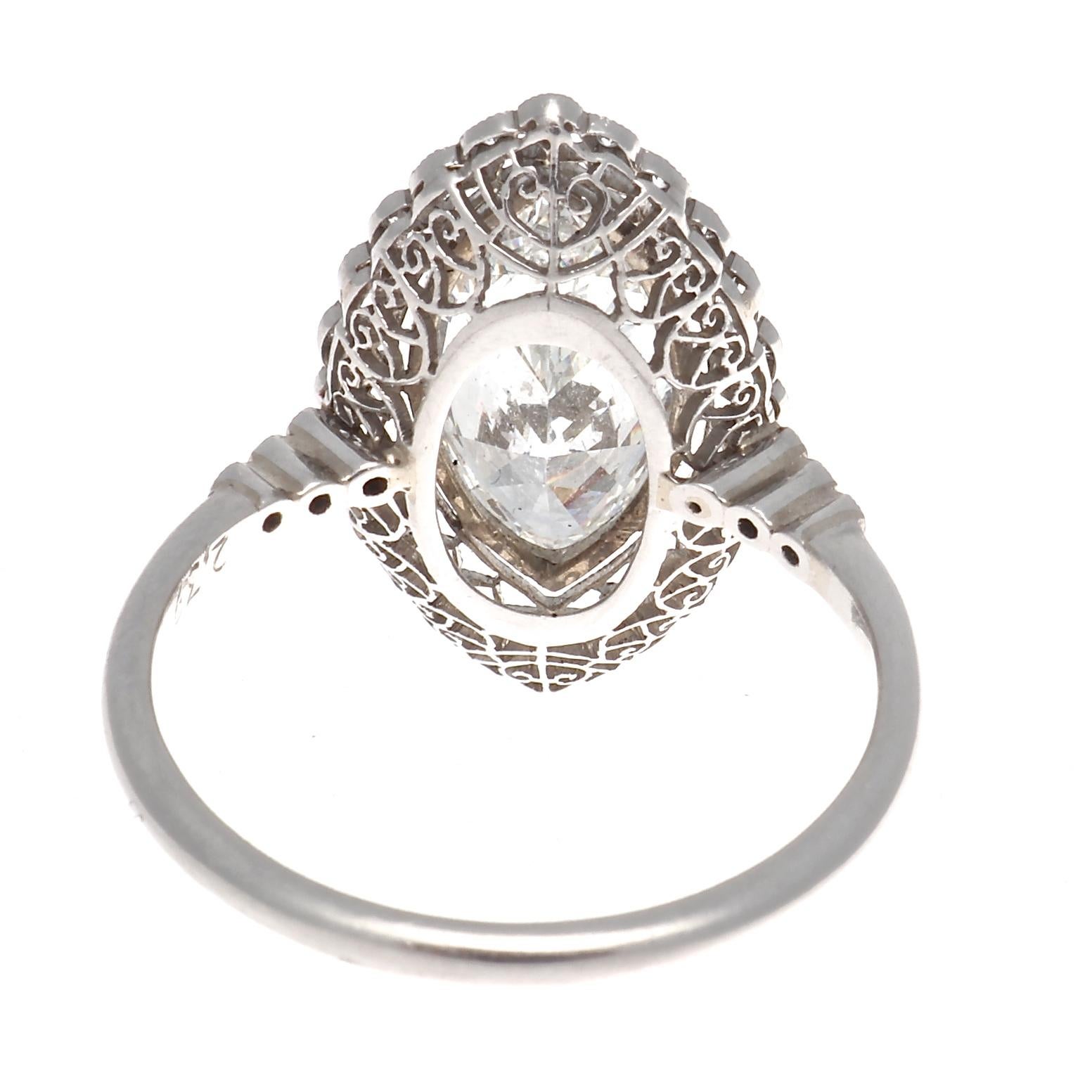 Art Deco Revival 2.39 Carat GIA Marquise Diamond Platinum Engagement Ring 1