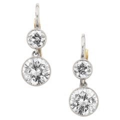 Art Deco Revival 2.54 Carat Diamond Double-Drop Platinum Earrings