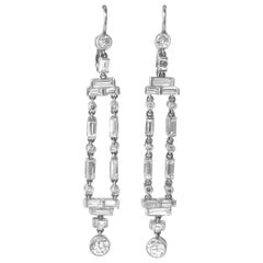 Art Deco Revival 3 Carat Diamond Platinum Drop Earrings