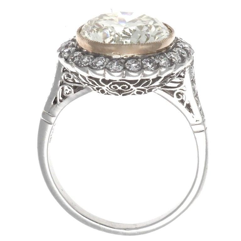 Old European Cut Art Deco Style 4.46 Carat Diamond Platinum Engagement Ring