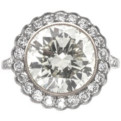 Art Deco Style 4.46 Carat Diamond Platinum Engagement Ring