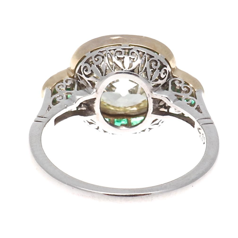 Art Deco Revival 4.49 Carat Old European Cut Diamond Platinum Ring 1