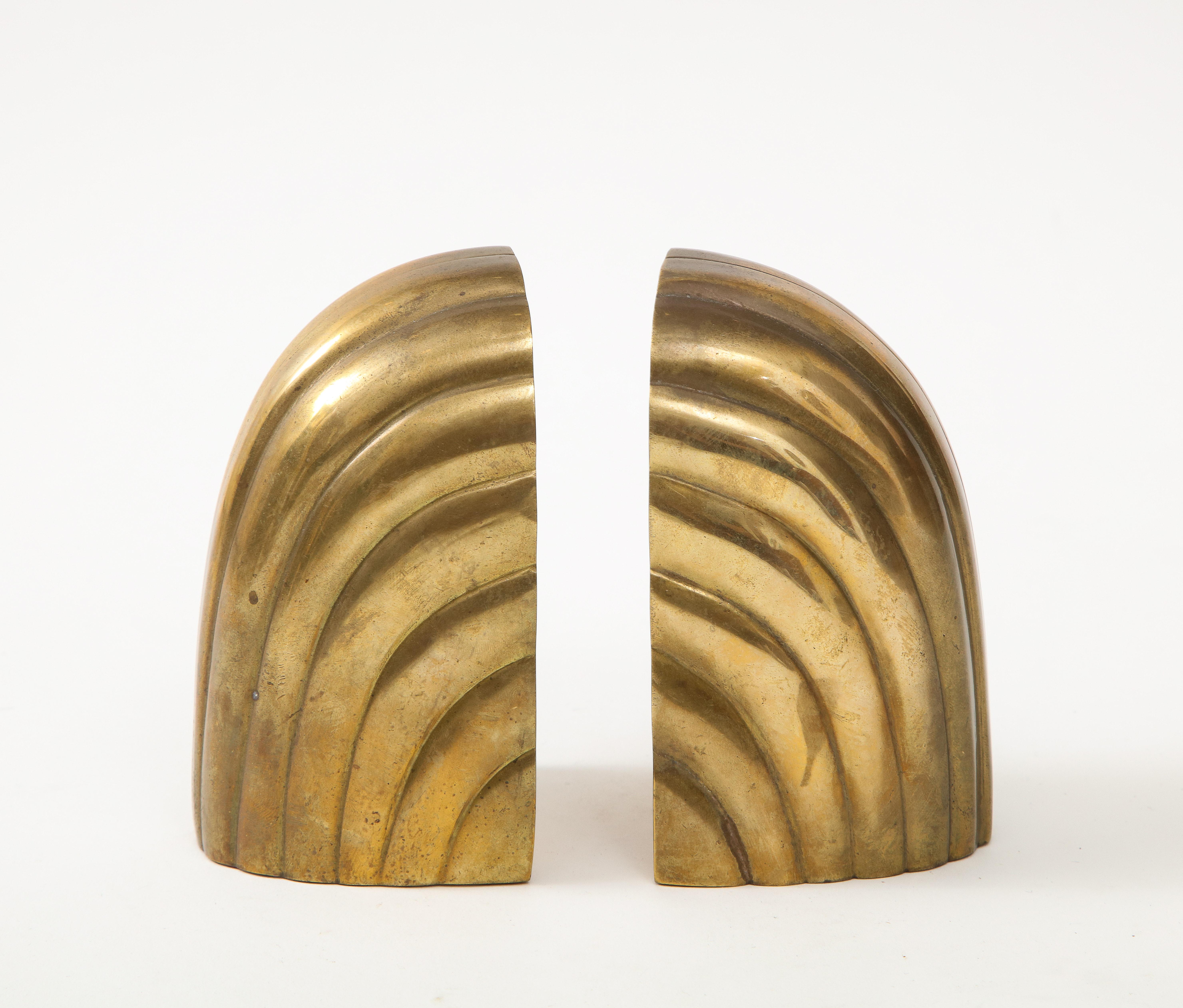 Art Deco Revival Aged Brass Bookends In Good Condition In New York, NY