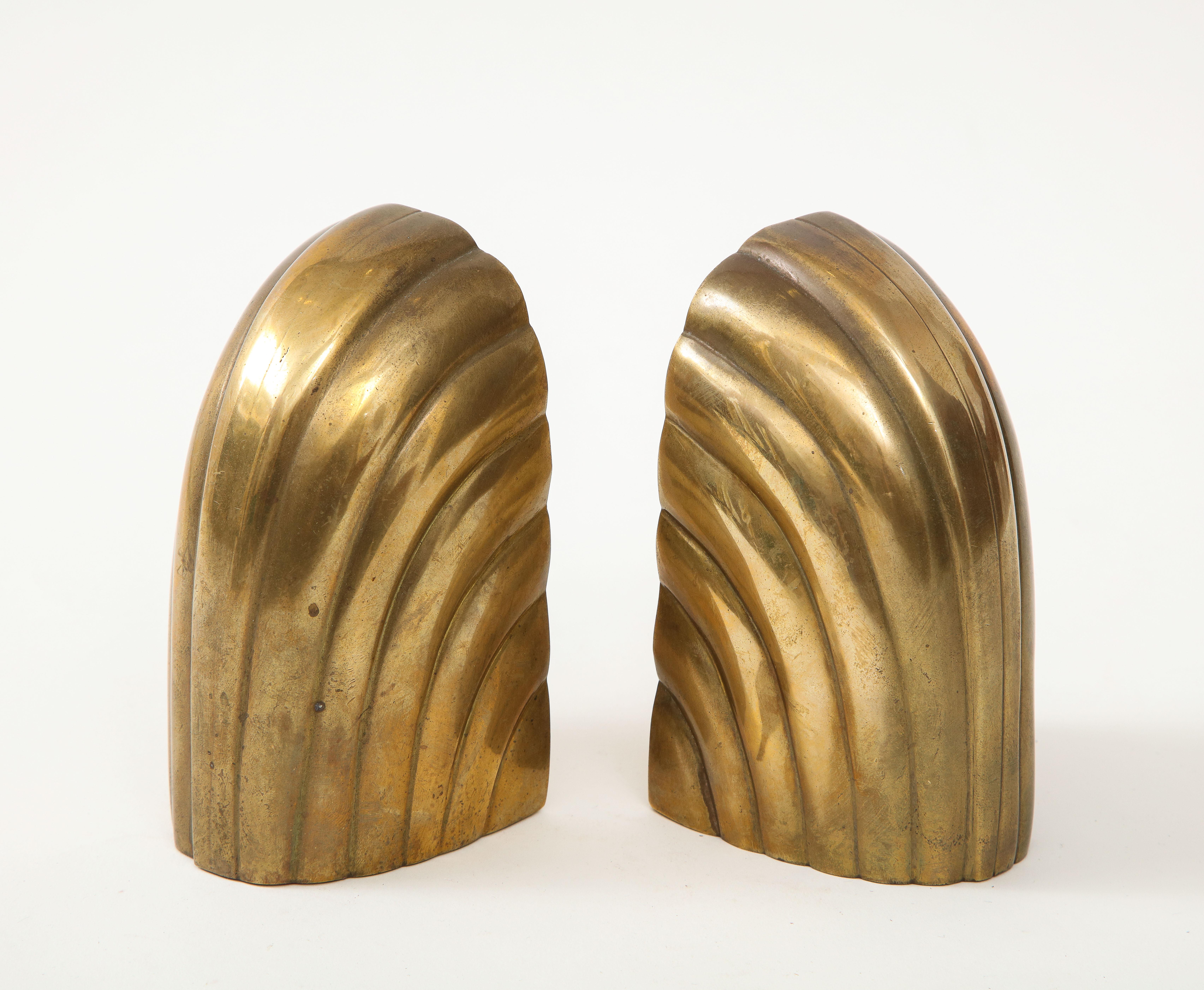 Art Deco Revival Aged Brass Bookends 1