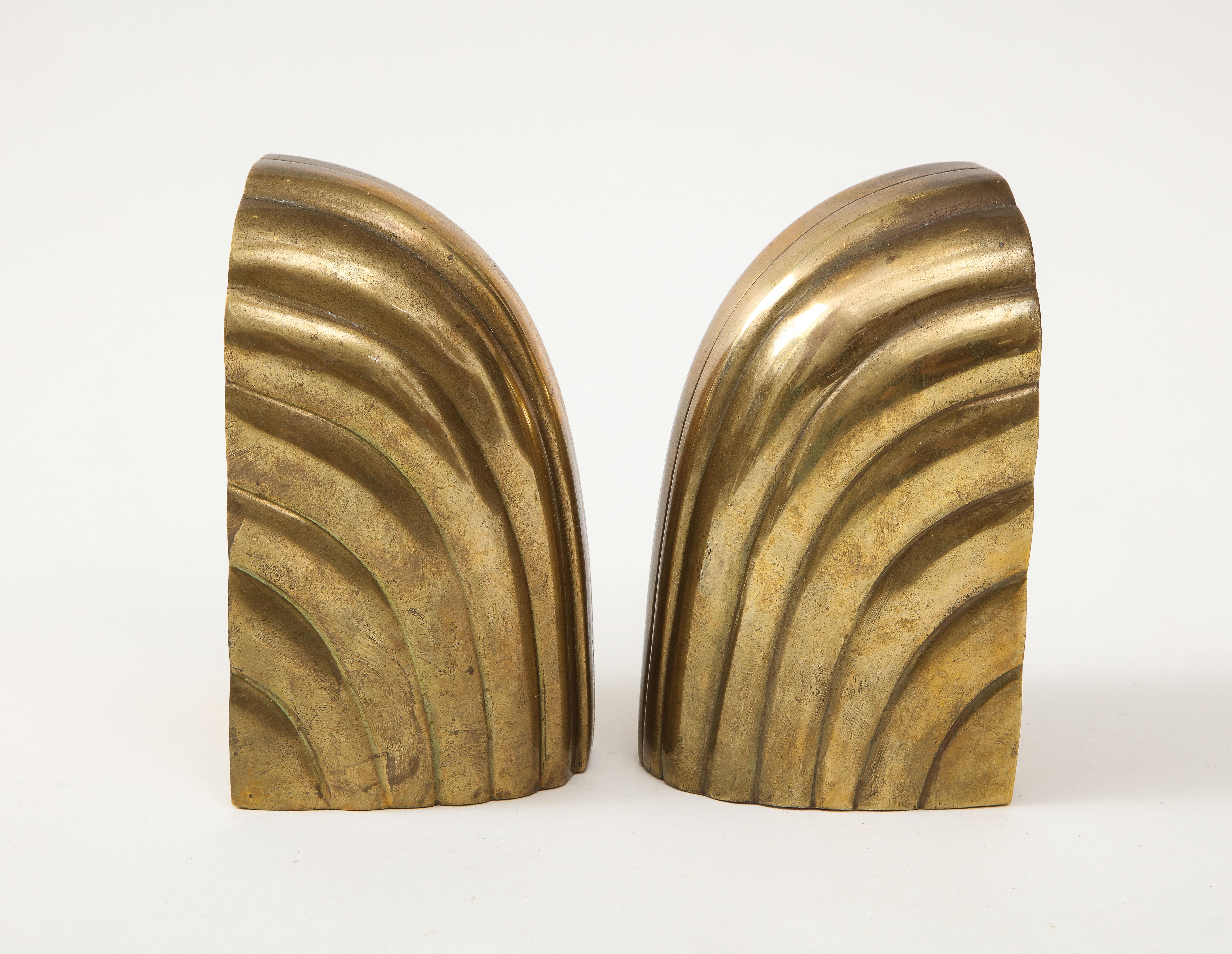 Art Deco Revival Aged Brass Bookends 3