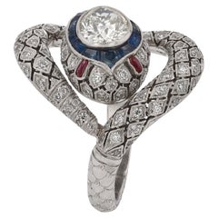 Art Deco Revival Antique Diamond Serpent Snake Ring