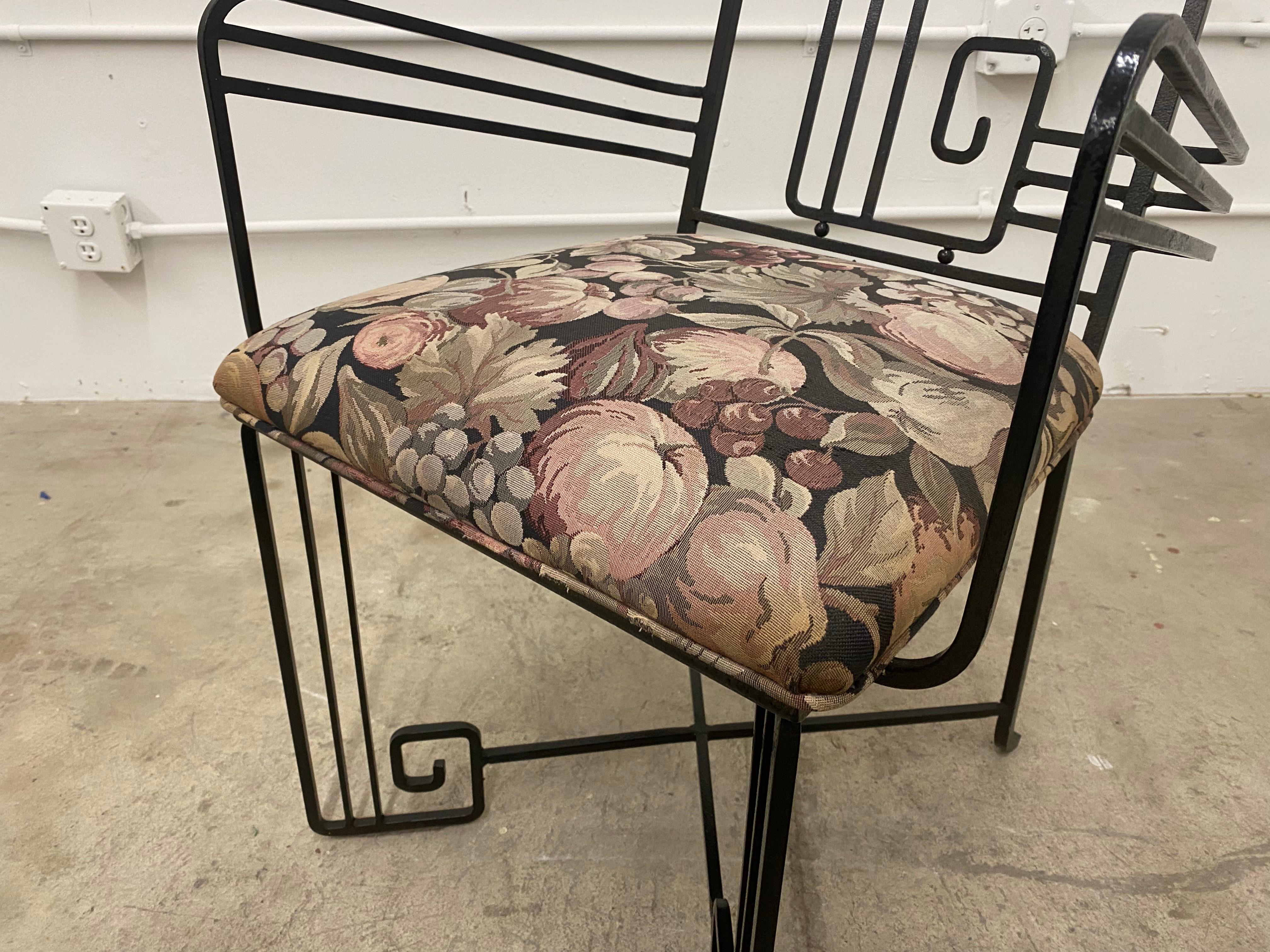 Schmiedeeiserner Tisch und Stühle im Art-Deco-Stil von Marina McDonald (Schmiedeeisen) im Angebot