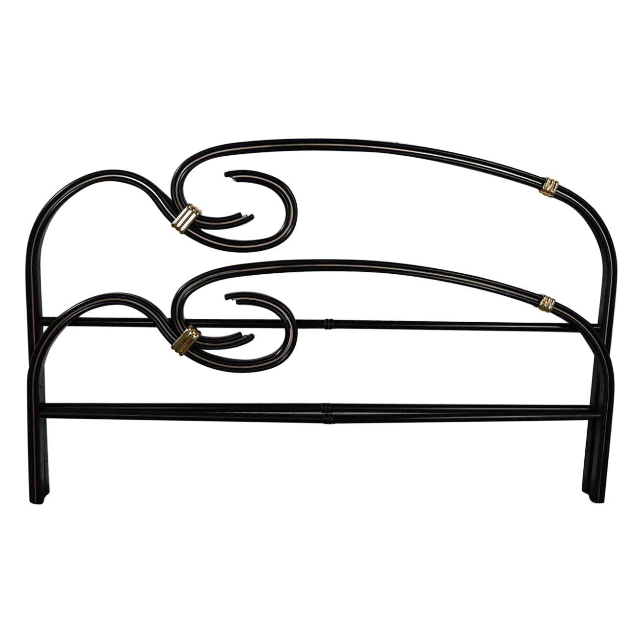 Letto matrimoniale a tubo in metallo appiattito in oro nero Art Deco Revival di Michele Archiutti in vendita