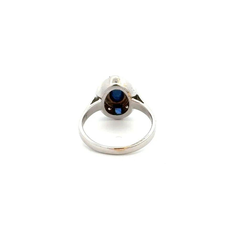 Women's Art Deco Revival Blue Sapphire and Diamond Gold Solitaire Cocktail Ring For Sale