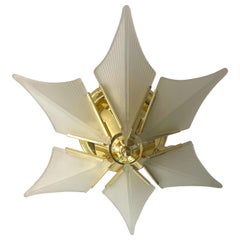 Art Deco Revival Brass and Glass Flush Mount