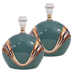 Art Deco Revival ceramic table lamps in the style of Tommaso Barbi, Italy, 1980s