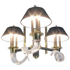 Art Deco Revival Chandelier With Crystal Rams' Horns