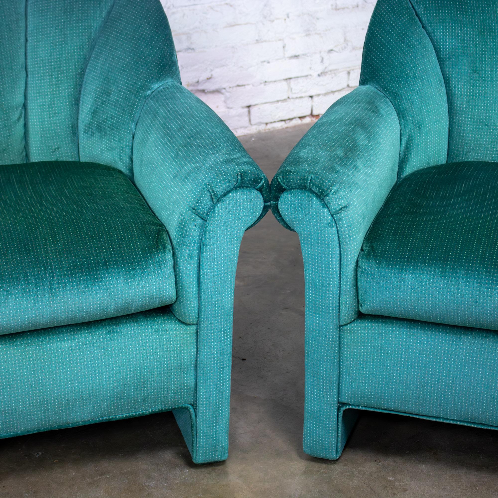 Sedie Club con schienale a ventaglio in stile Art Deco Revival con tessuto in ciniglia di vitello a coppia in vendita 3