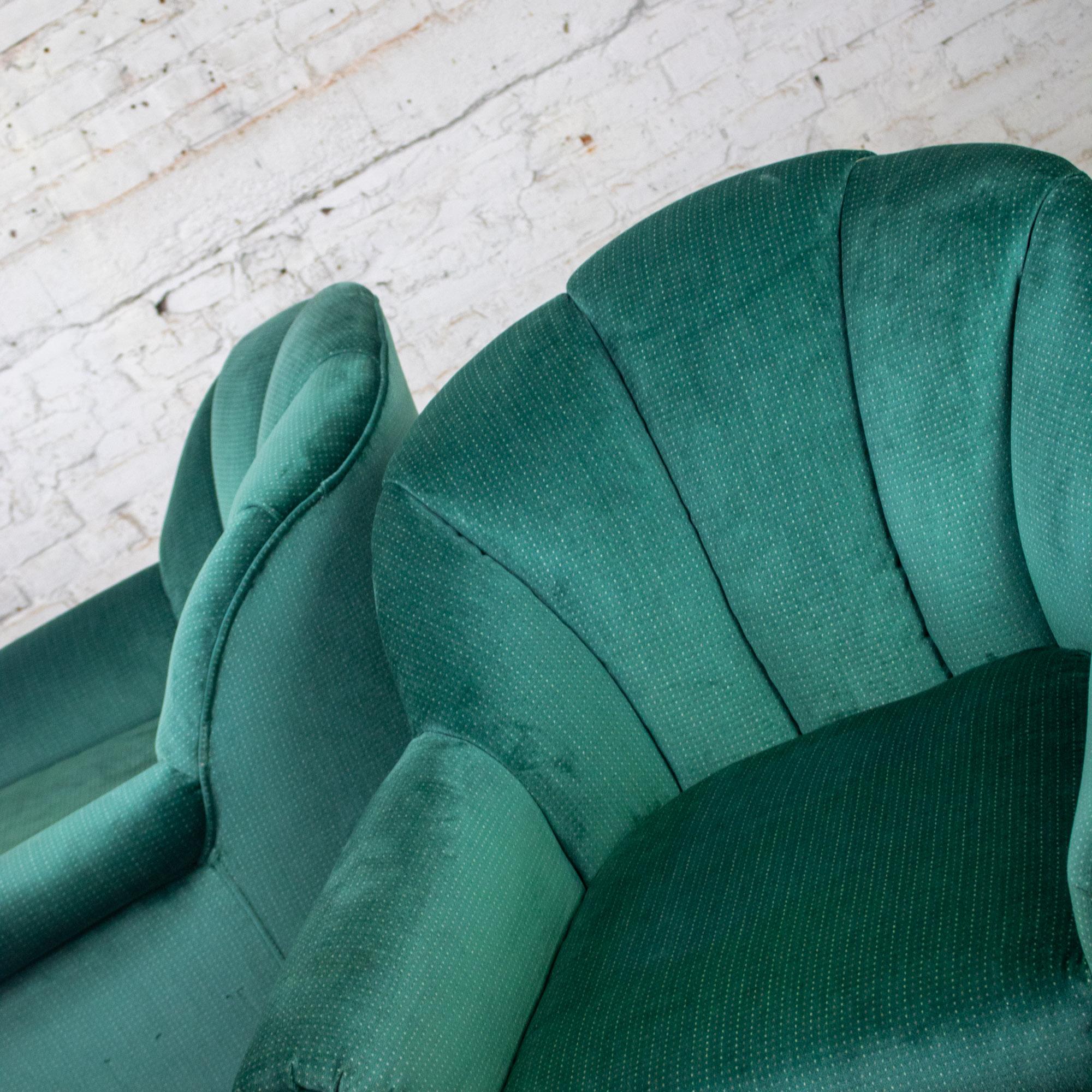 Sedie Club con schienale a ventaglio in stile Art Deco Revival con tessuto in ciniglia di vitello a coppia in vendita 4