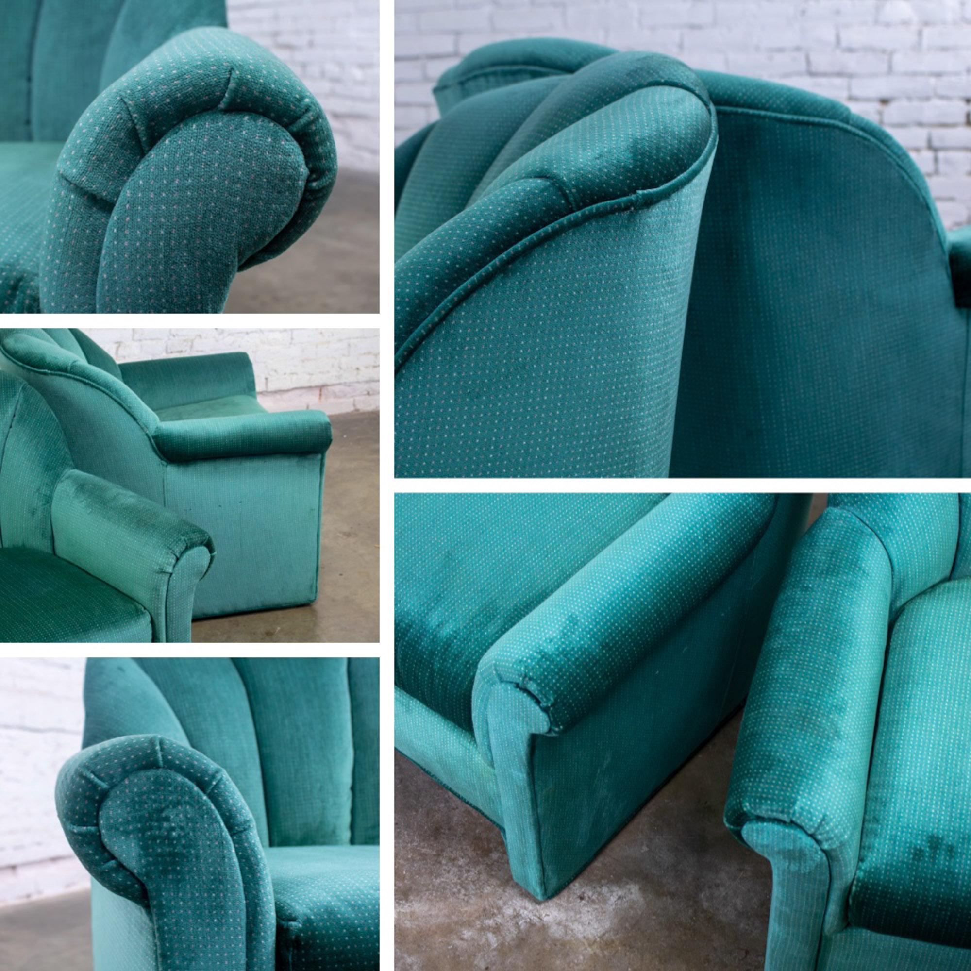 Sedie Club con schienale a ventaglio in stile Art Deco Revival con tessuto in ciniglia di vitello a coppia in vendita 12