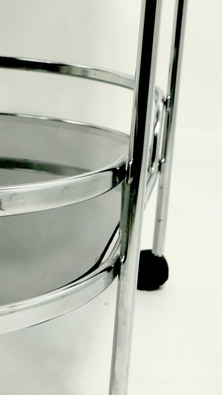 Art Deco Revival Chrome and Tinted Glass Serving Bar Cart 6