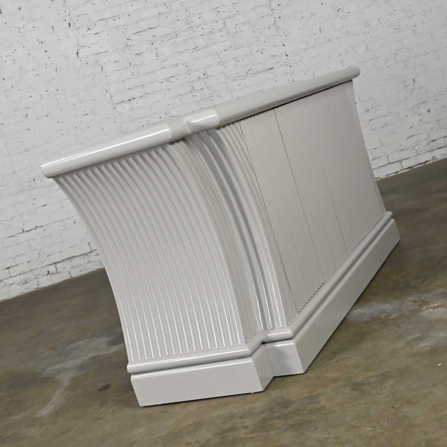 American Art Deco Revival Custom Fluted Off White-Oyster Gray Console Cabinet Buffet