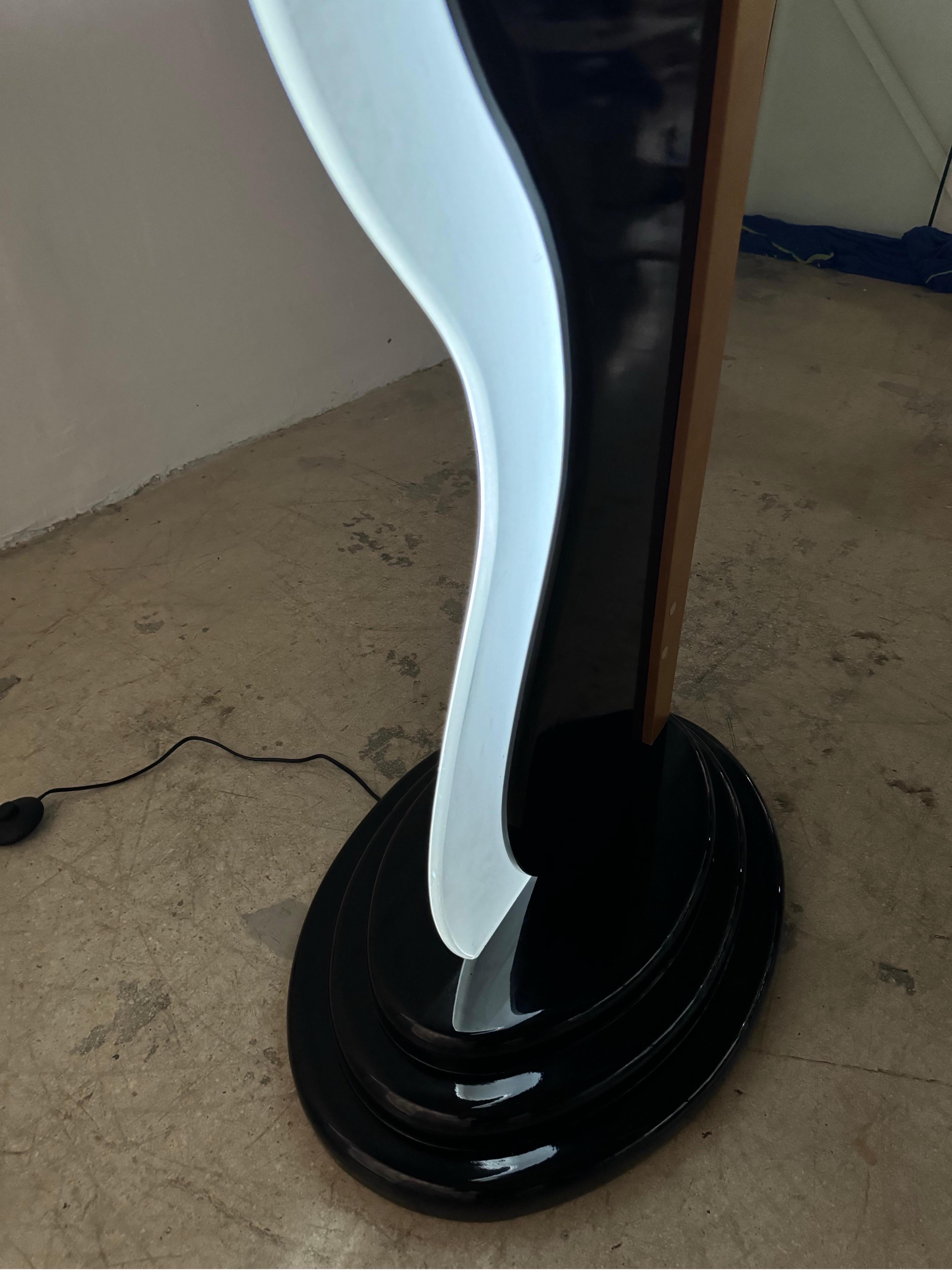 Art Deco Revival Custom Neon and Lucite Floor Lamp, 1980s 1
