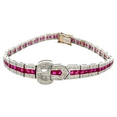 Bracelet à boucle en or, diamants et rubis, Art Deco Revive