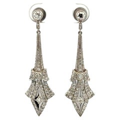 Art Deco Revival Diamond Gold Drop Vintage Earrings