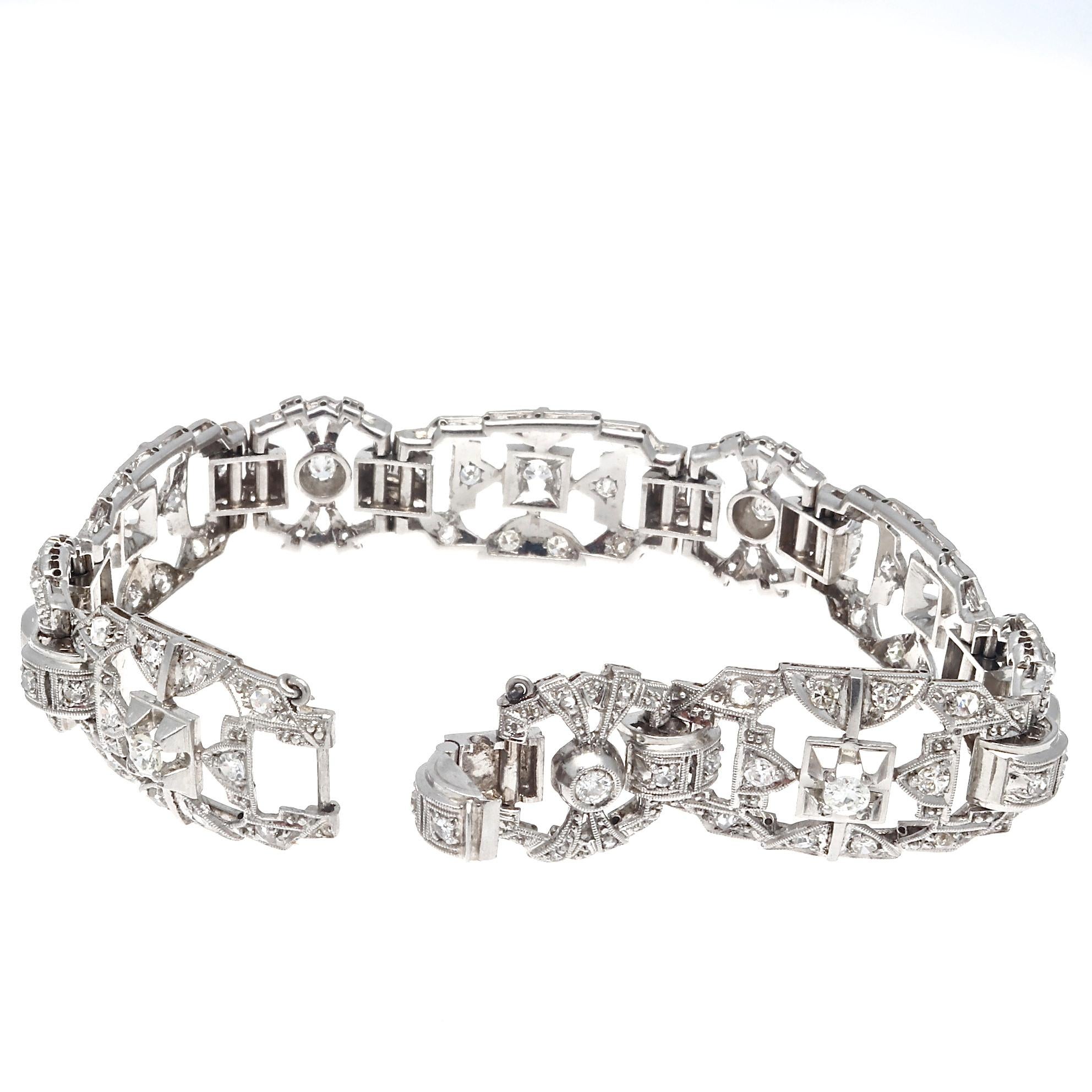 Art Deco Style Diamond Platinum Bracelet In New Condition In Beverly Hills, CA
