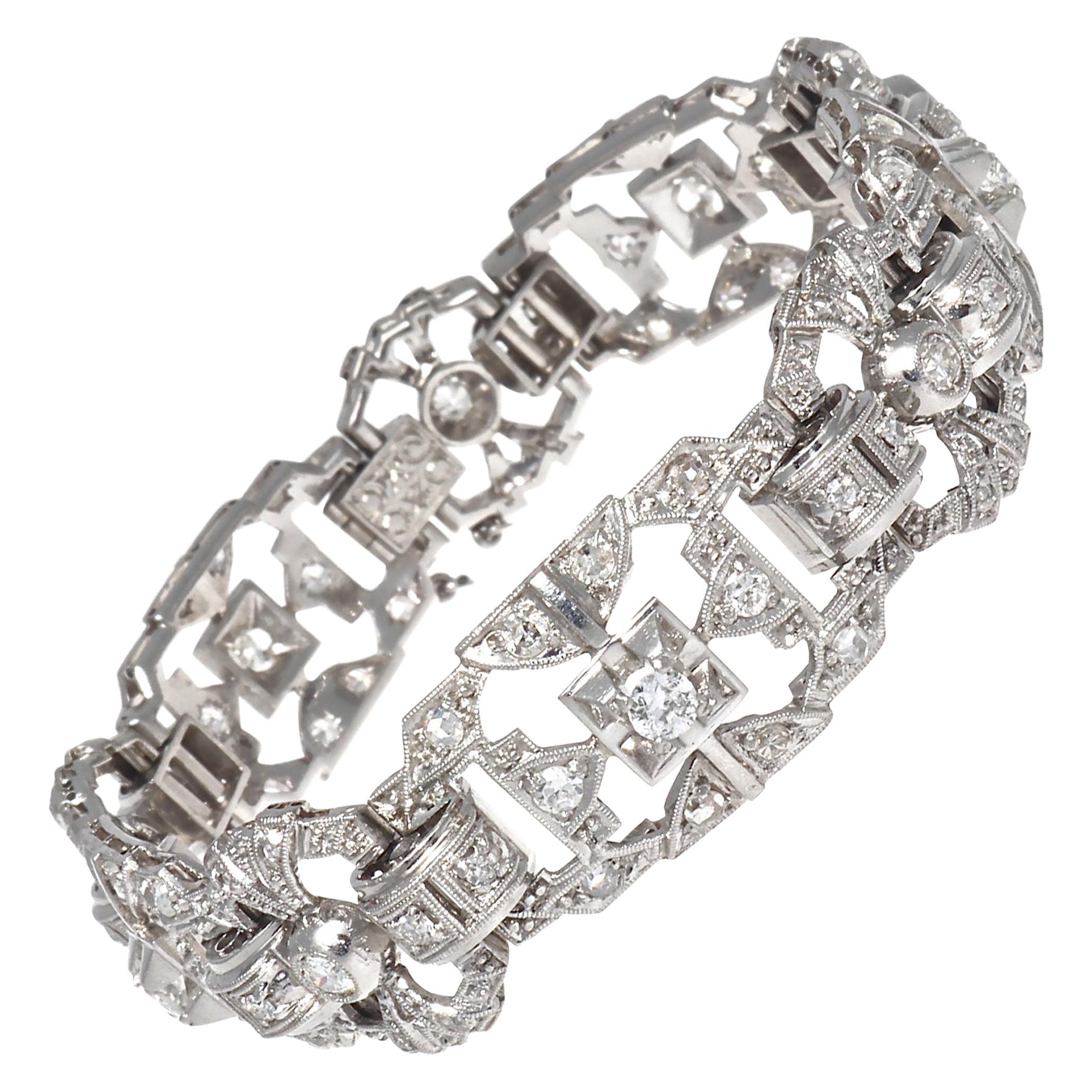 Art Deco Style Diamond Platinum Bracelet