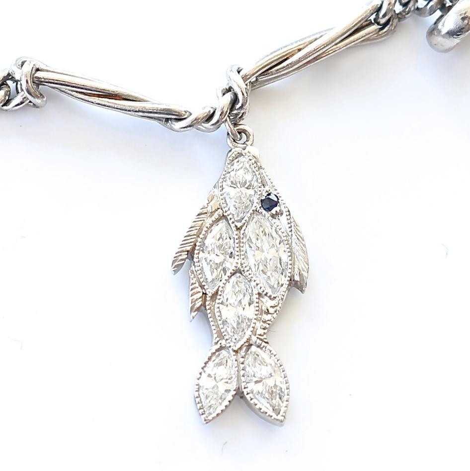 Art Deco Style Diamond Platinum Charm Bracelet In New Condition In Beverly Hills, CA
