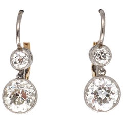 Art Deco Revival Diamond Platinum Drop Earrings