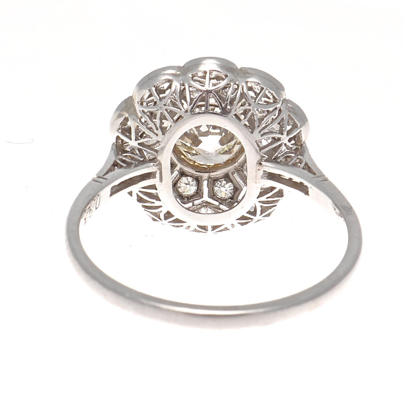 Women's Art Deco Style Diamond Platinum Engagement Ring