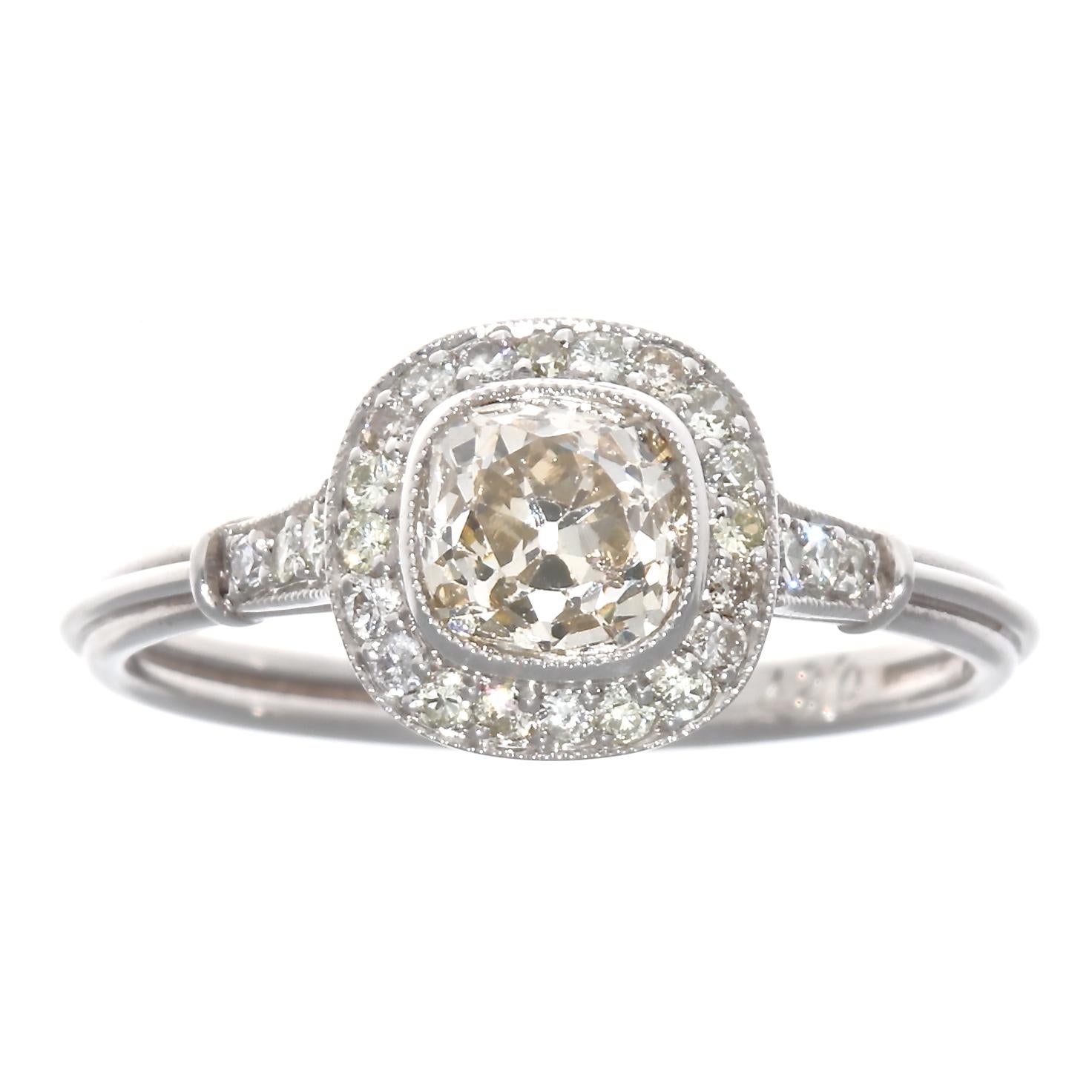 Art Deco Style Diamond Platinum Engagement Ring