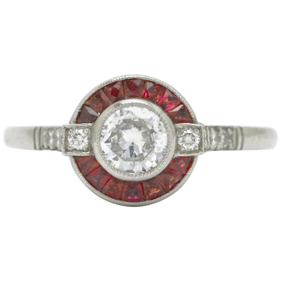 Ravishing Ruby and Champagne Diamond Target Ring in Platinum For Sale ...