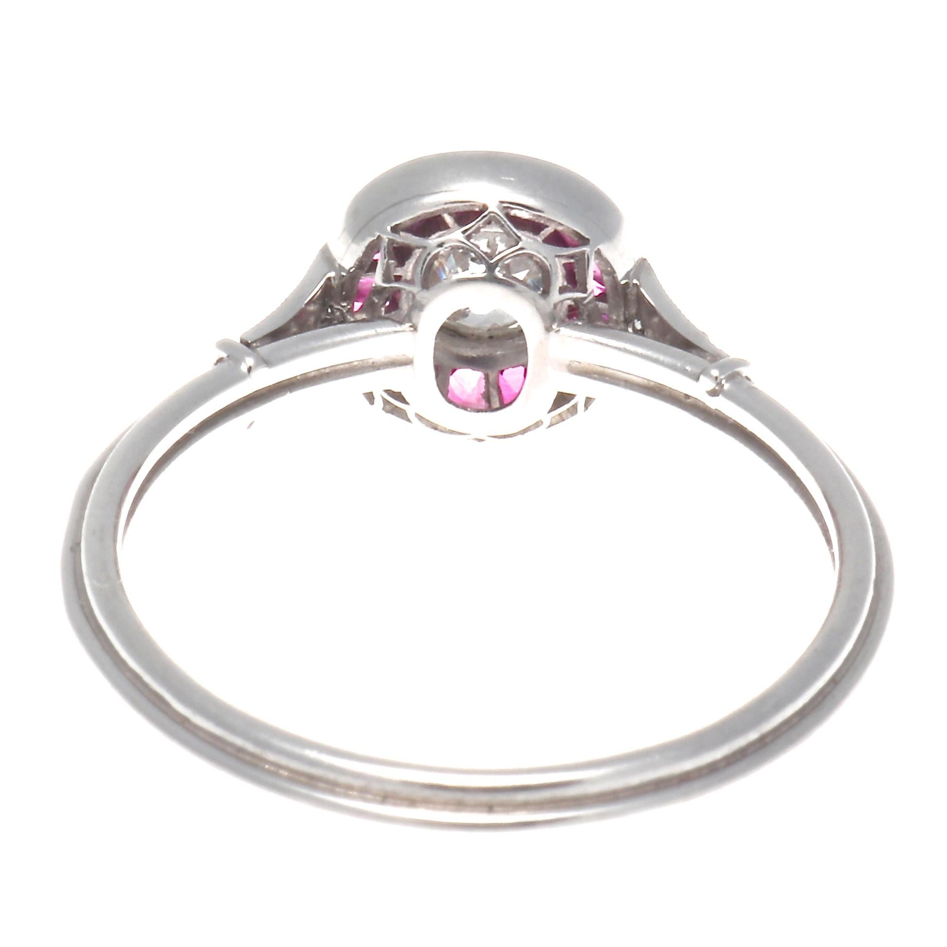 Art Deco Revival Diamond Ruby Platinum Ring In New Condition In Beverly Hills, CA