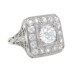 Art Deco Style Diamond White Gold Ring Vintage