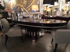 Art Deco Revival Ebonized Dining Table by Renzo Rutili for Johnson Furniture